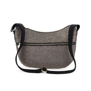 Borbonese Luna Small con taschino in Nylon Riciclato OP Naturale/Nero 934107I15X11