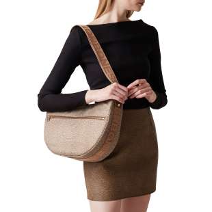 Borbonese Luna Bag Medium Beige/Marrone 934108I15994 2