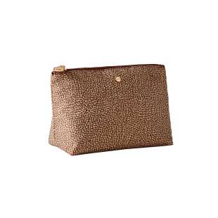 Borbonese Medium Beauty Case made of Recycled Nylon Beige/Marrone 932029I15994 2